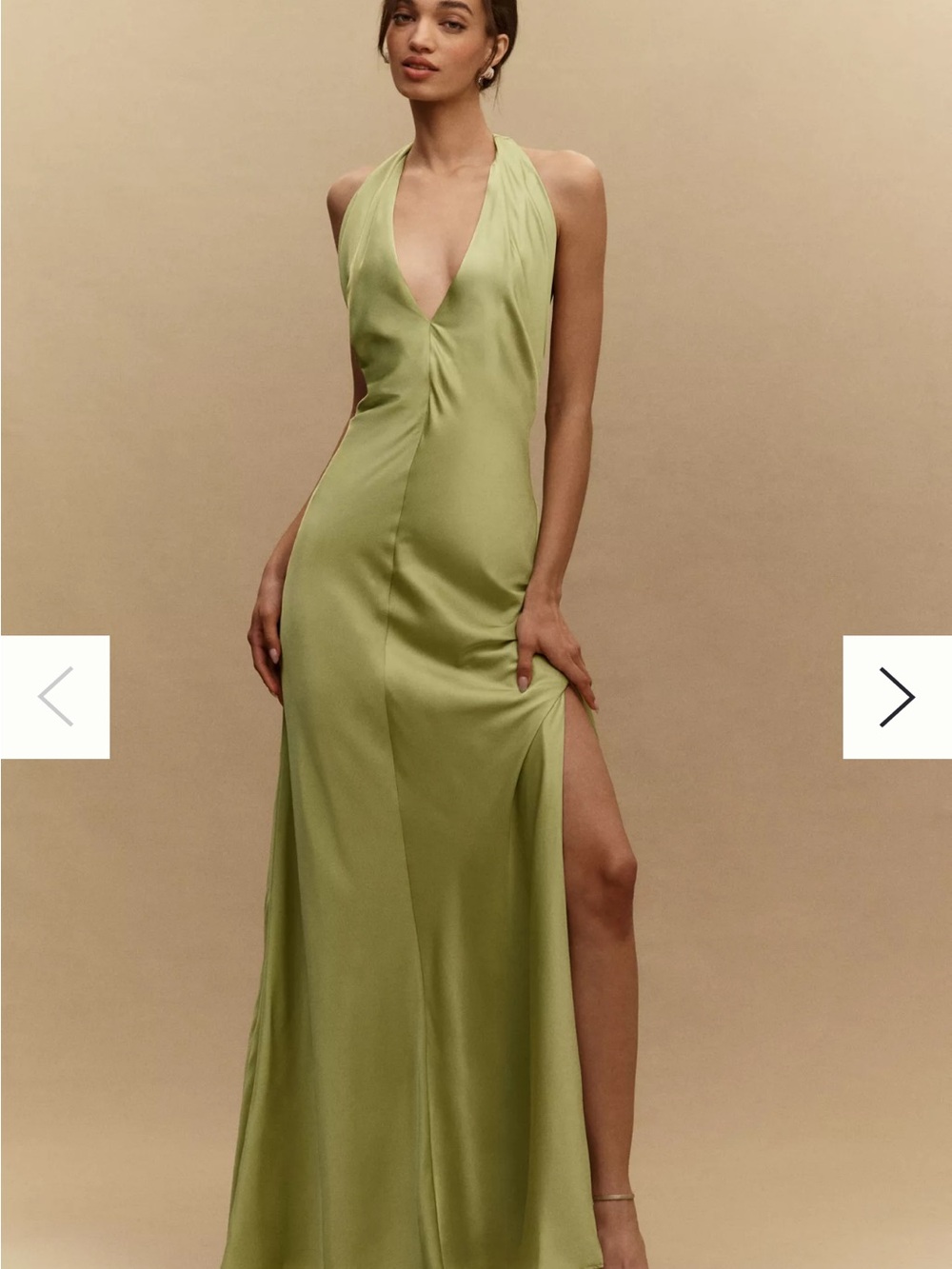 Anthropologie BHLDN Celeste Plunge Satin Maxi Dress